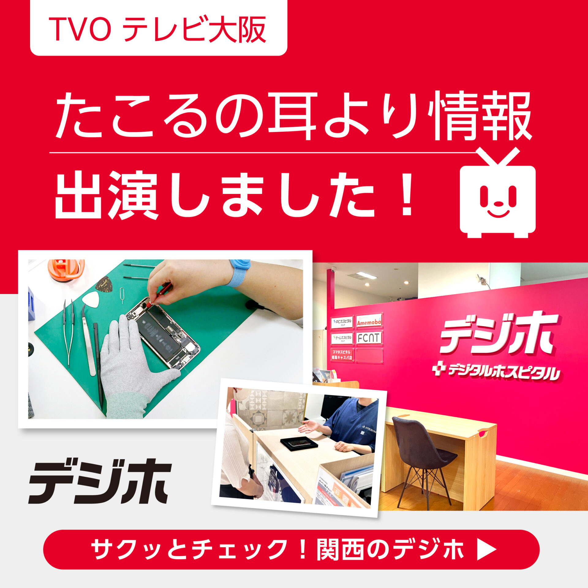 テレビ大阪 出演のお知らせ｜たこる君の耳より情報～デジホ～