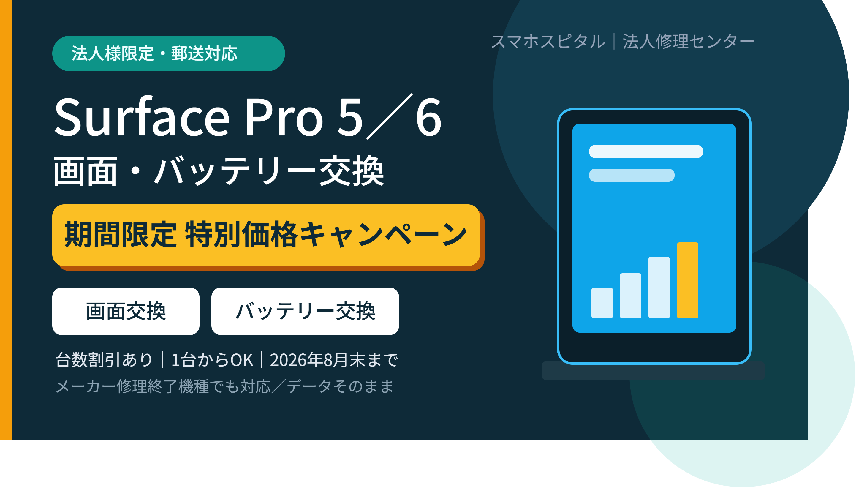 法人様限定・期間限定特価】Surface Pro 5／Pro 6の画面交換 