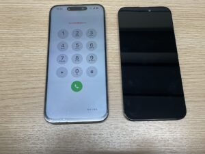 新しいディスプレイへ交換され黒い線も消えて綺麗に映るようになったiPhone15ProMax