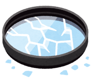 割れたカメラレンズ