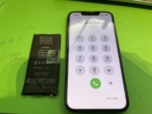 iPhone 13 mini バッテリー交換後　即日修理対応　横浜　関内
