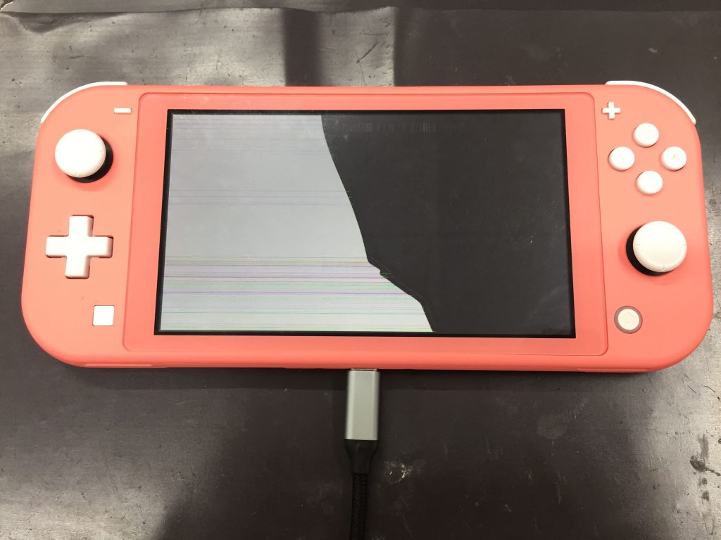 NintendoSwitchLite】衝撃で画面に横線が入ってしまったスイッチの画面 