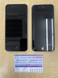 画面交換修理が完了し、横線が消えて美しく表示されたiPhone SE2（秋葉原店）