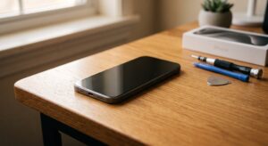 最新のiPhone 18 Proへの買い替えと、今のiPhoneを修理して使い続ける選択を比較するイメージ画像