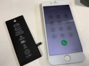 内臓バッテリー交換修理後のiPhone6