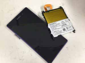 内蔵バッテリー交換修理後のXperiaZ1(SO-01F)