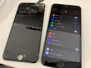 液晶画面交換修理後のスマホコーティング済みのiPhone6sPlus