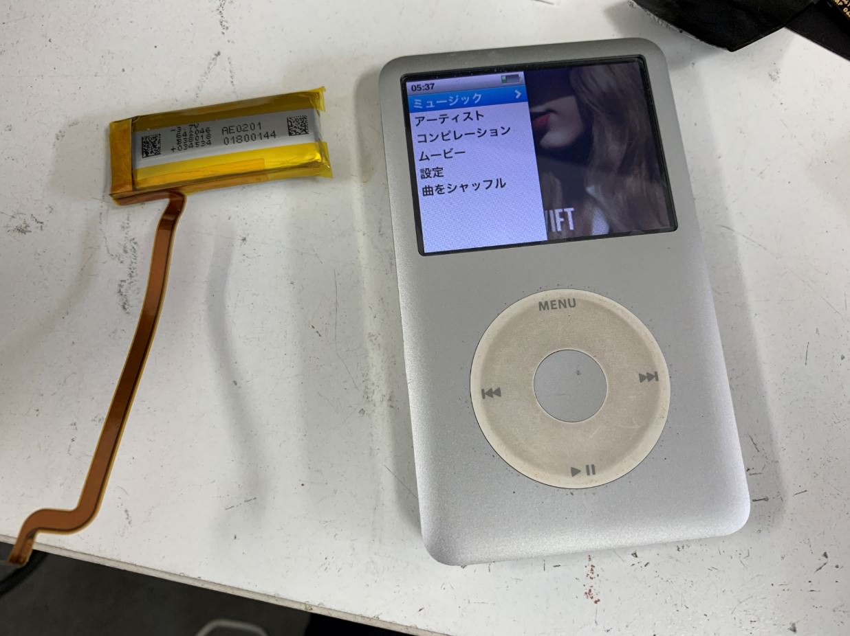 バッテリー新品交換修理後のiPod Classic