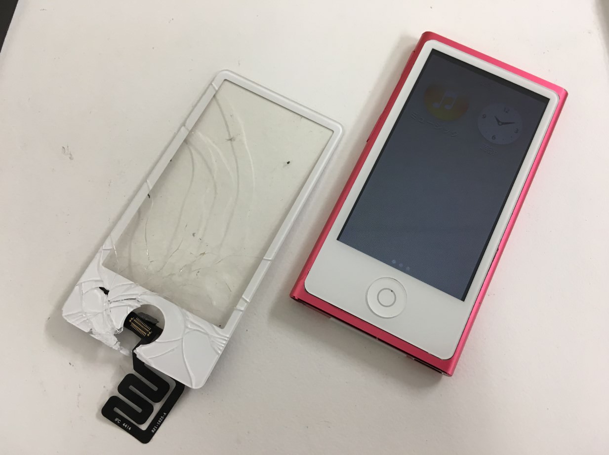 割れたガラスを新品交換したiPod nano7