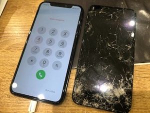 車に轢かれたiPhone XS修理後