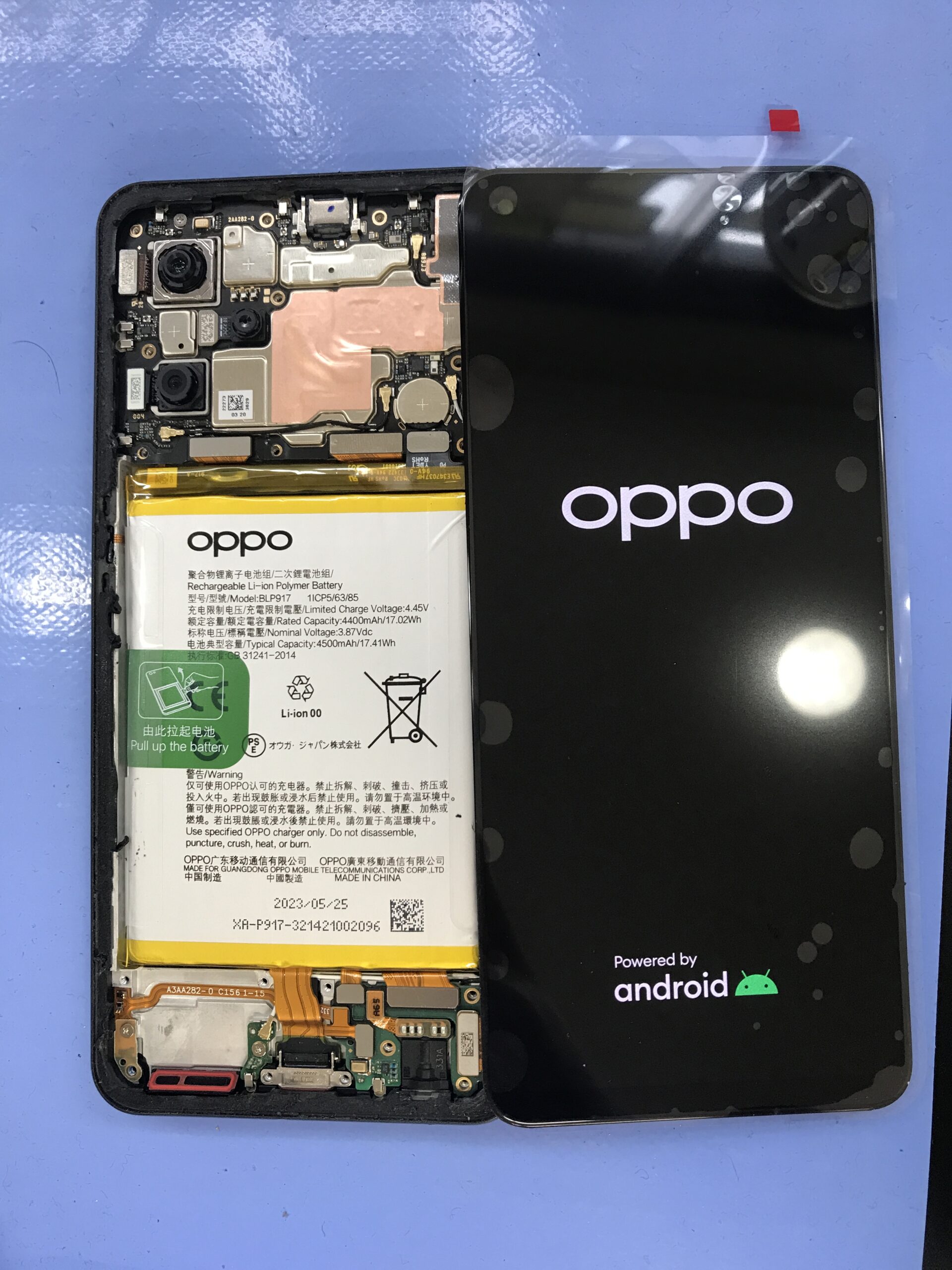 OPPO Reno9 A 画面交換 仮付けで動作確認中