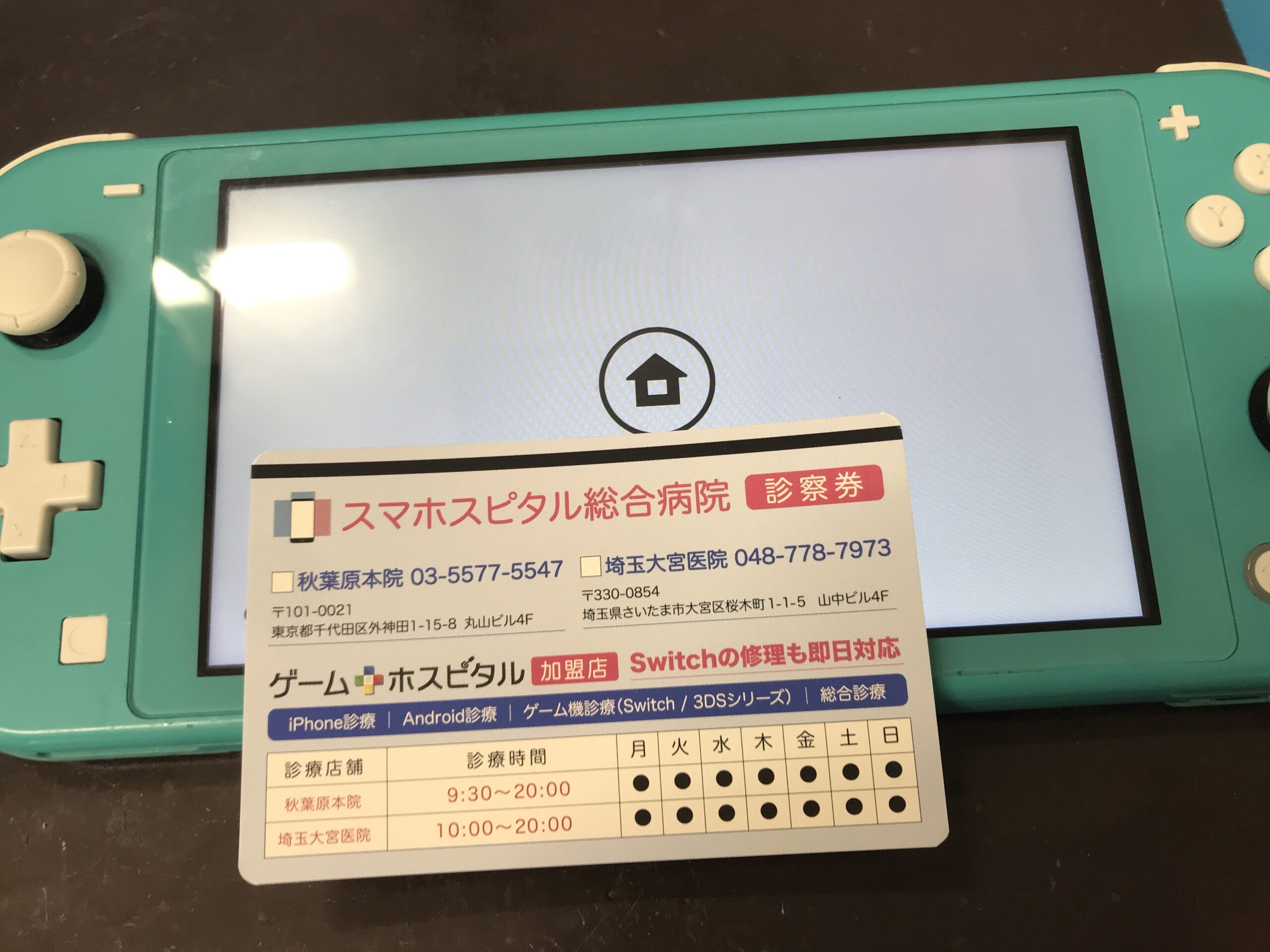 Switch Lite液晶交換後に正常表示へ改善した状態
