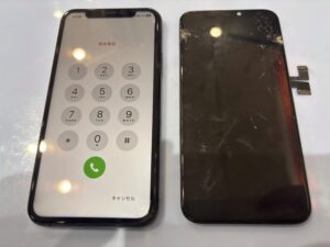 画面修理後のiPhone 11Pro・枚方市より