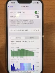 男山よりご来店、修理前のiPhone13Proの状態1