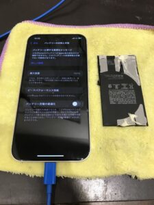 バッテリー交換完了後のiPhone12