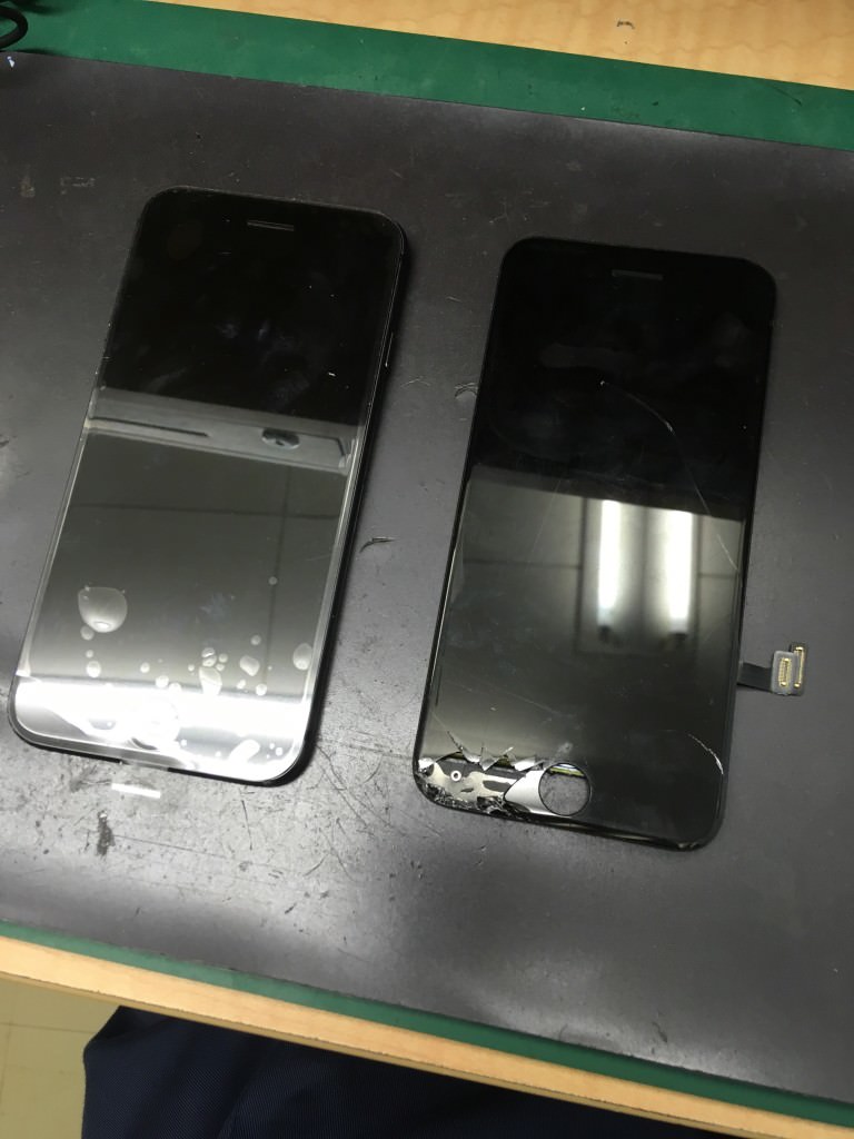 画面ガラスが割れてホームボタンも効かないiPhone 7、画面交換で万事改善【和歌山市吹上から】