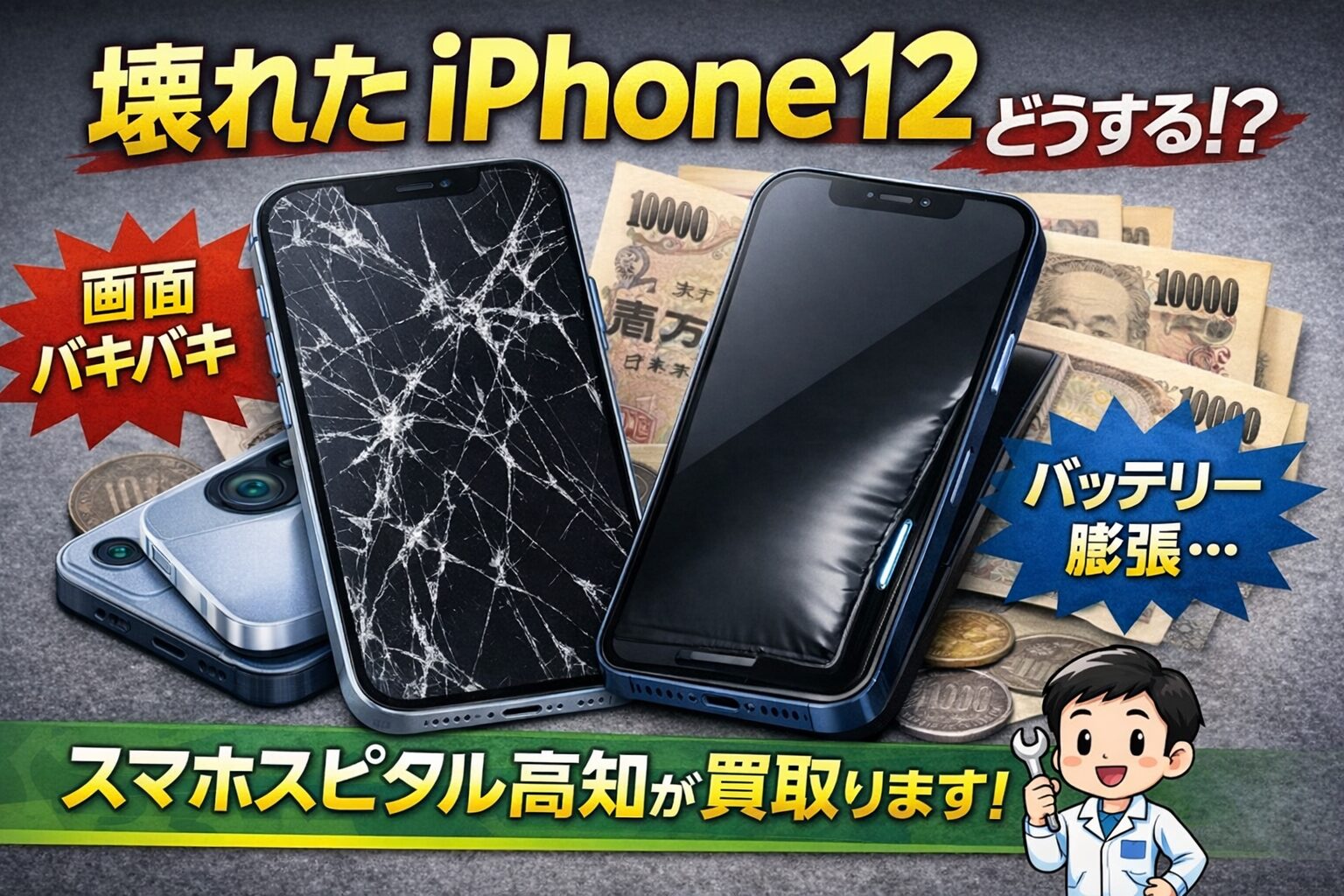 画面割れのiPhone12、高知で売れる？諦める前にスマホスピタル高知へ