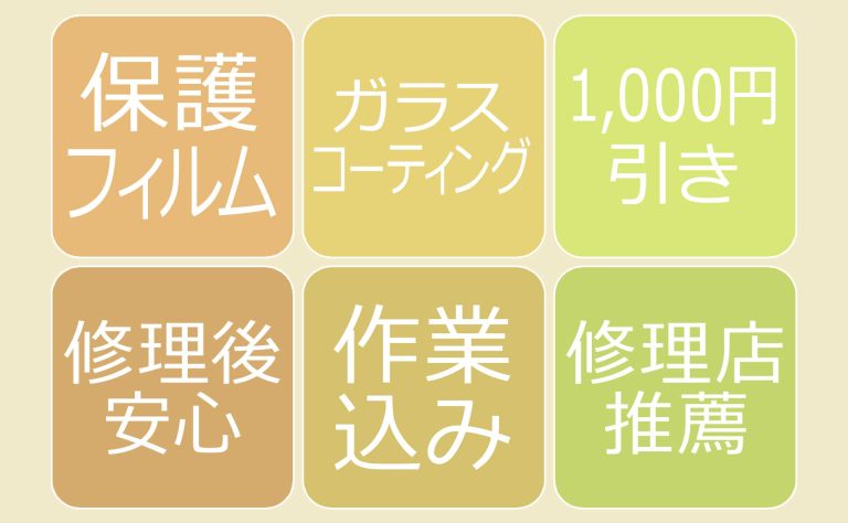 修理したら保護フィルム1,000円引き！