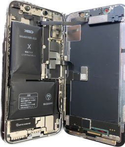 iPhone X バッテリー交換修理 内部画像 スマホスピタル佐賀駅前店